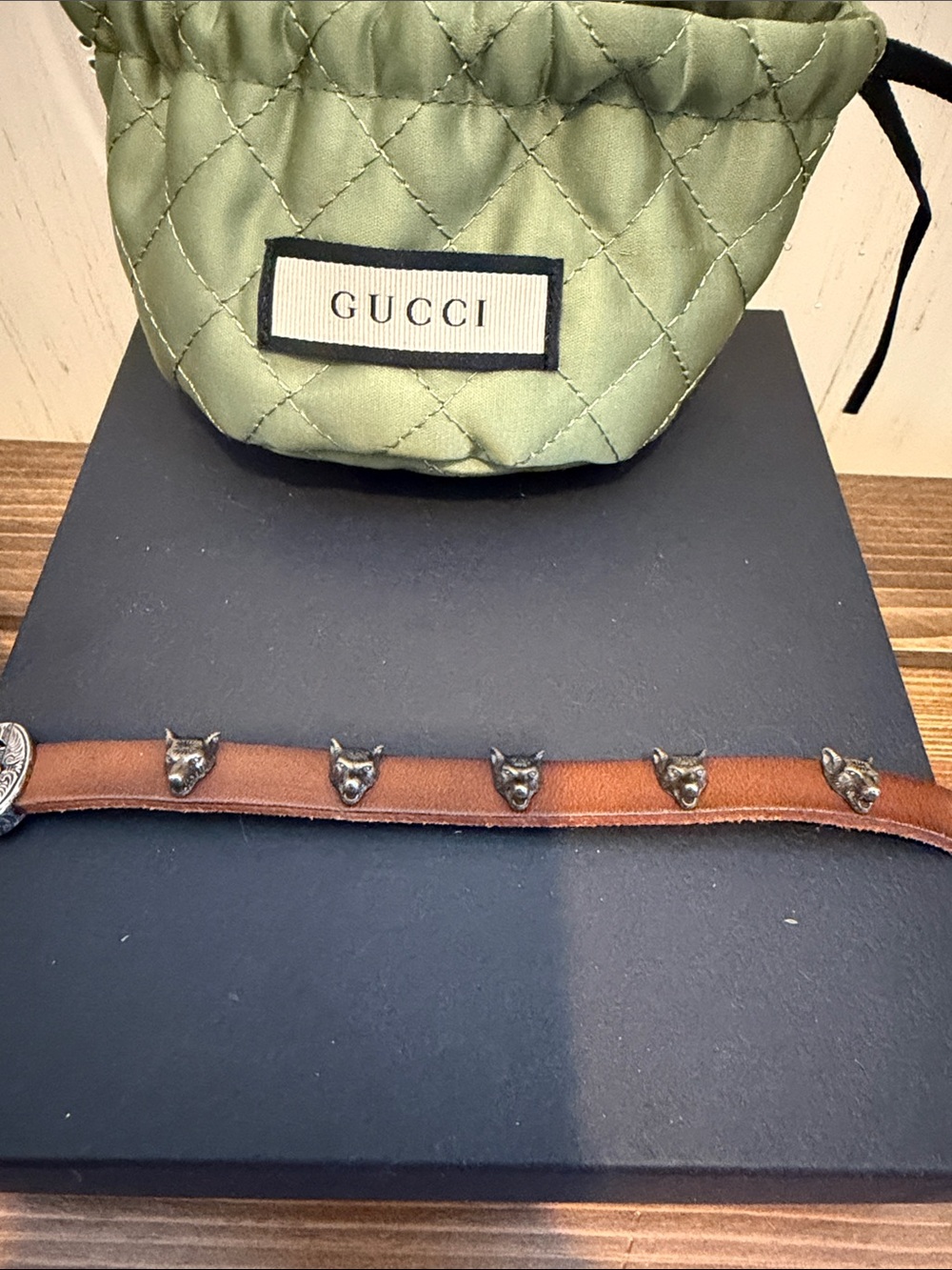 Gucci Anger Forest Wolf Brown Bracelet leather and sterling silver (16) - Picture 8 of 9